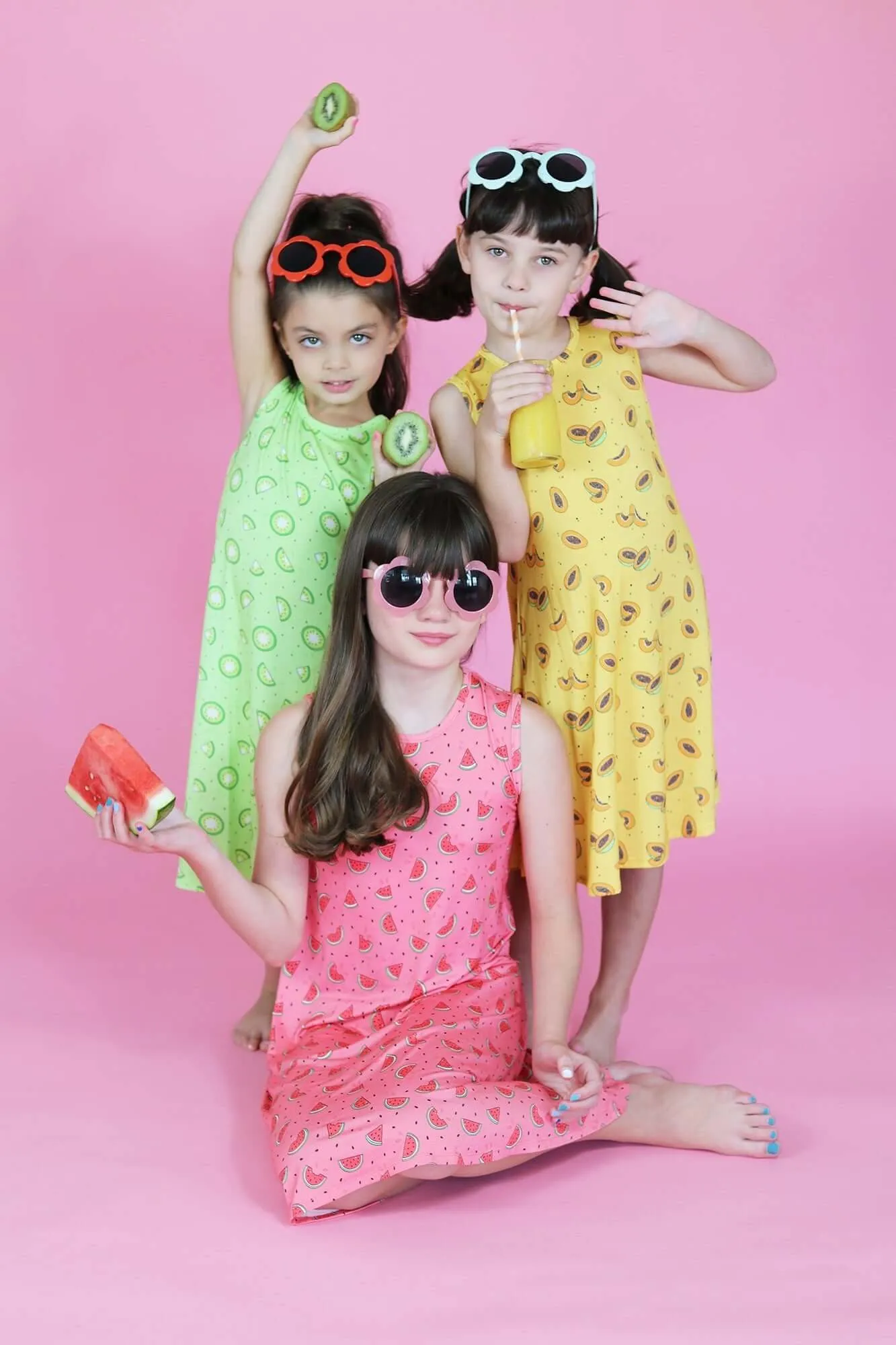 Watermelon Bamboo Girls' Sleeveless Dress