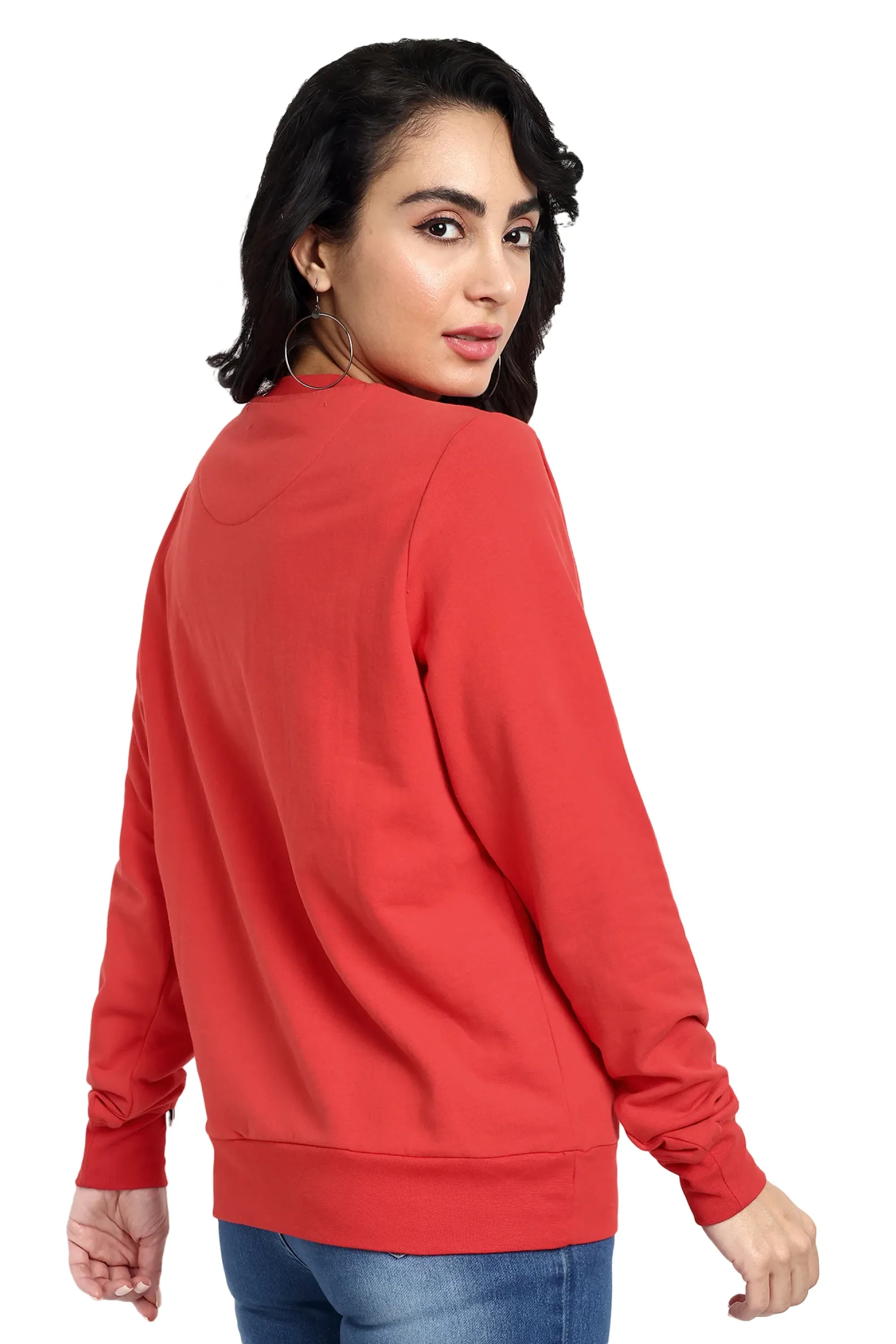 Women Classic Red Pure Cotton Sweatshirt