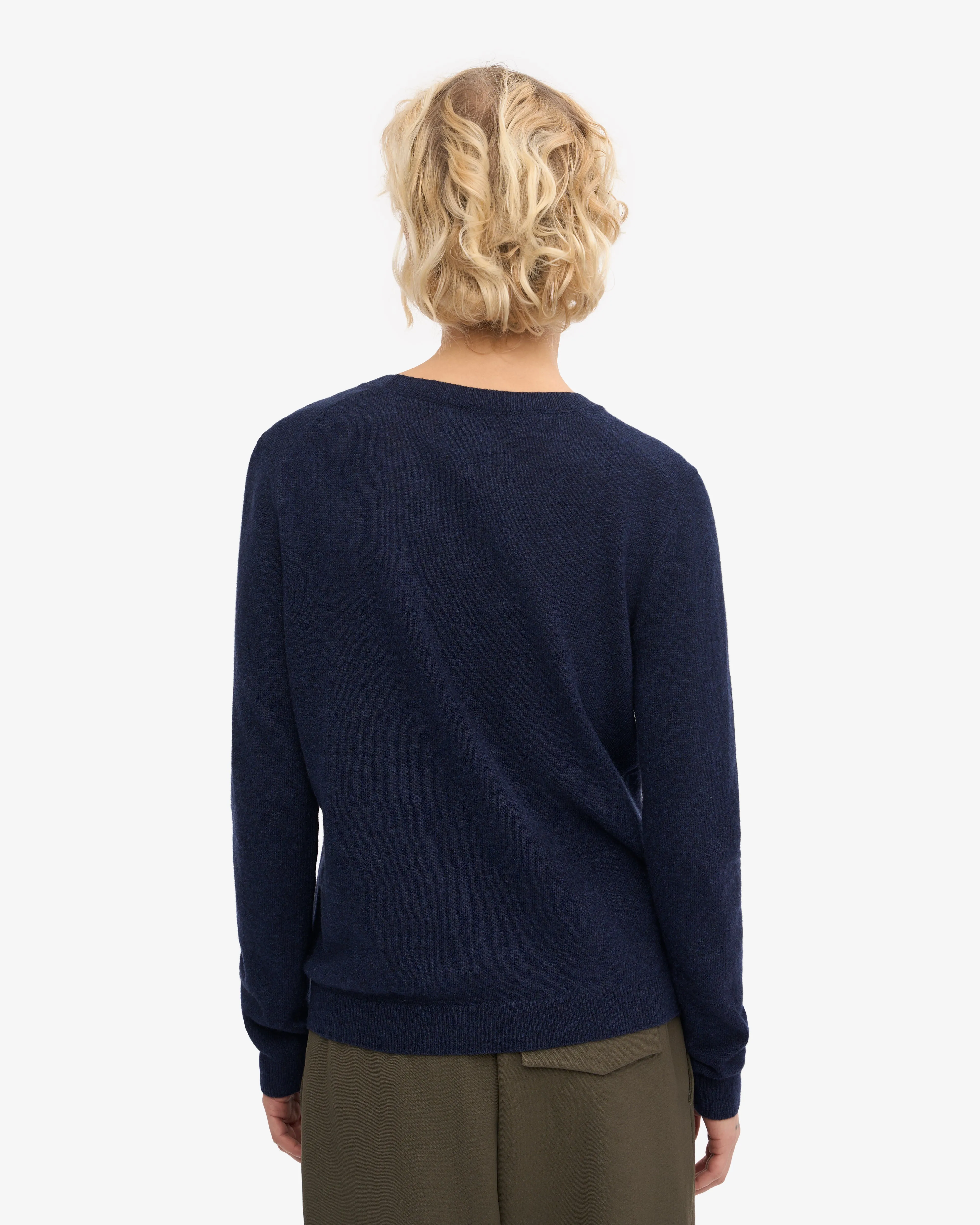 Women Light Merino Wool Crew - Marine Blue