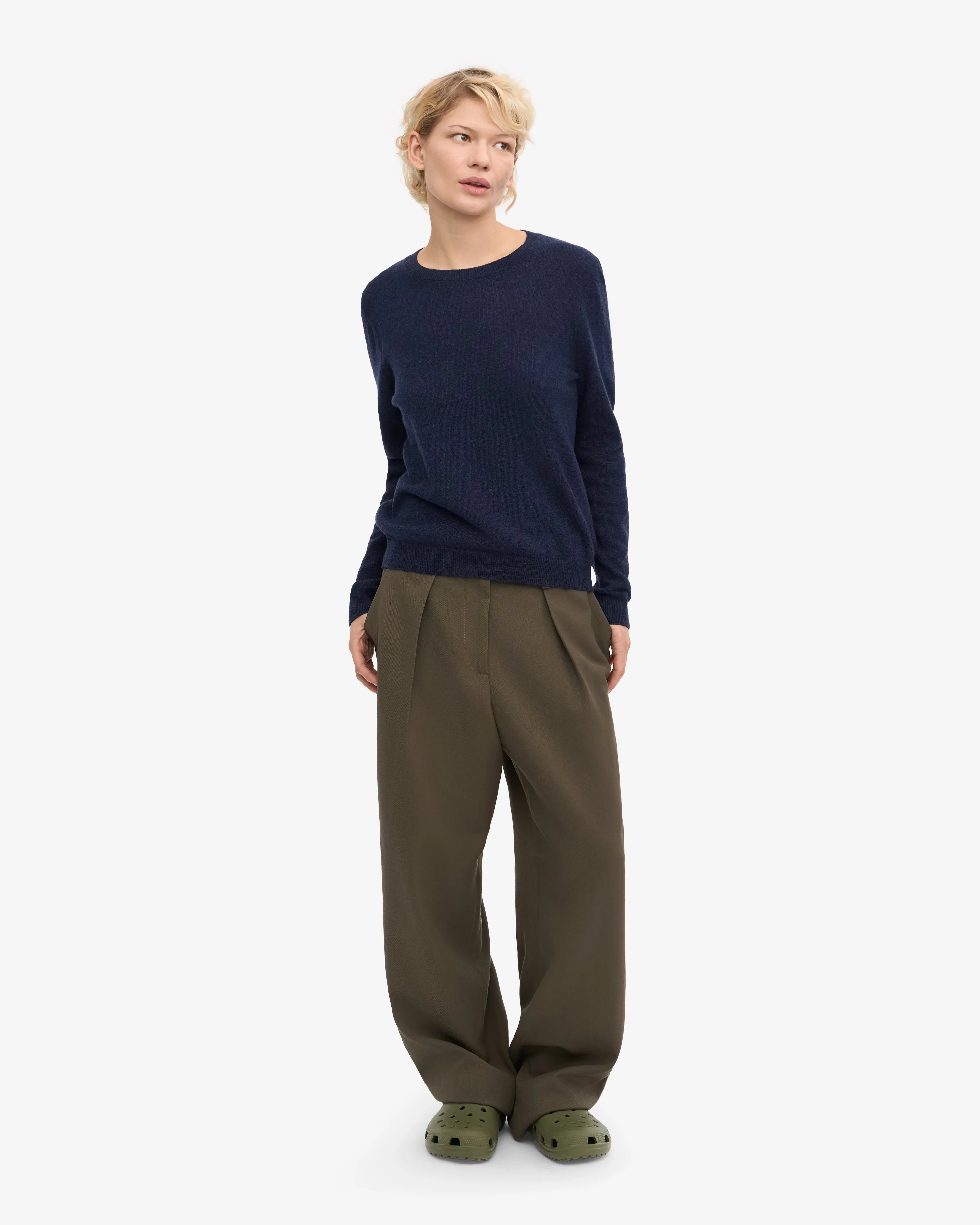 Women Light Merino Wool Crew - Marine Blue