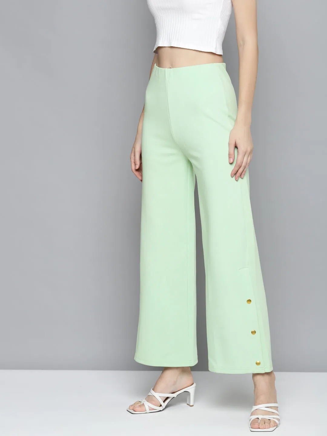 Women Mint Green Scuba Side Button