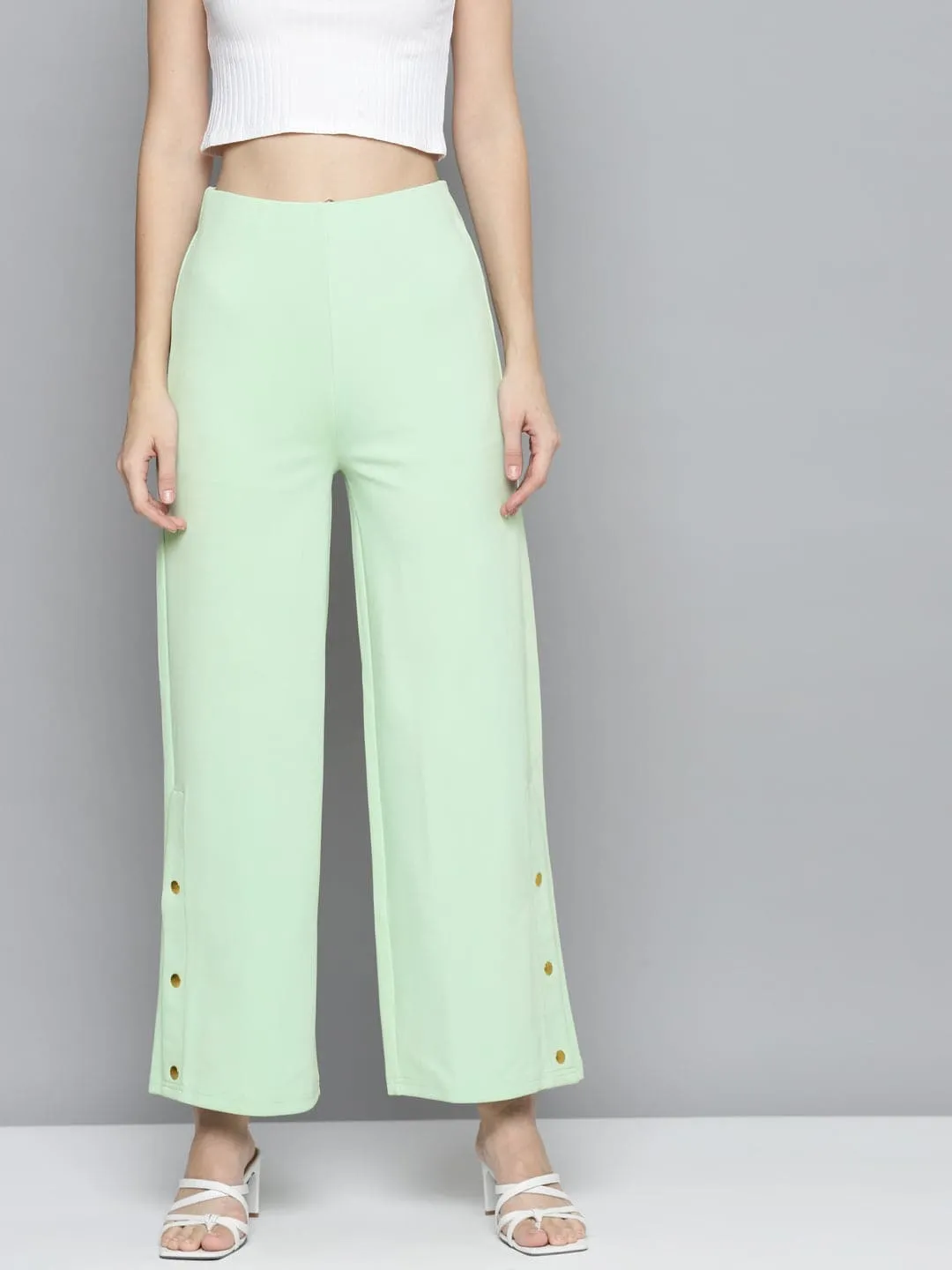 Women Mint Green Scuba Side Button