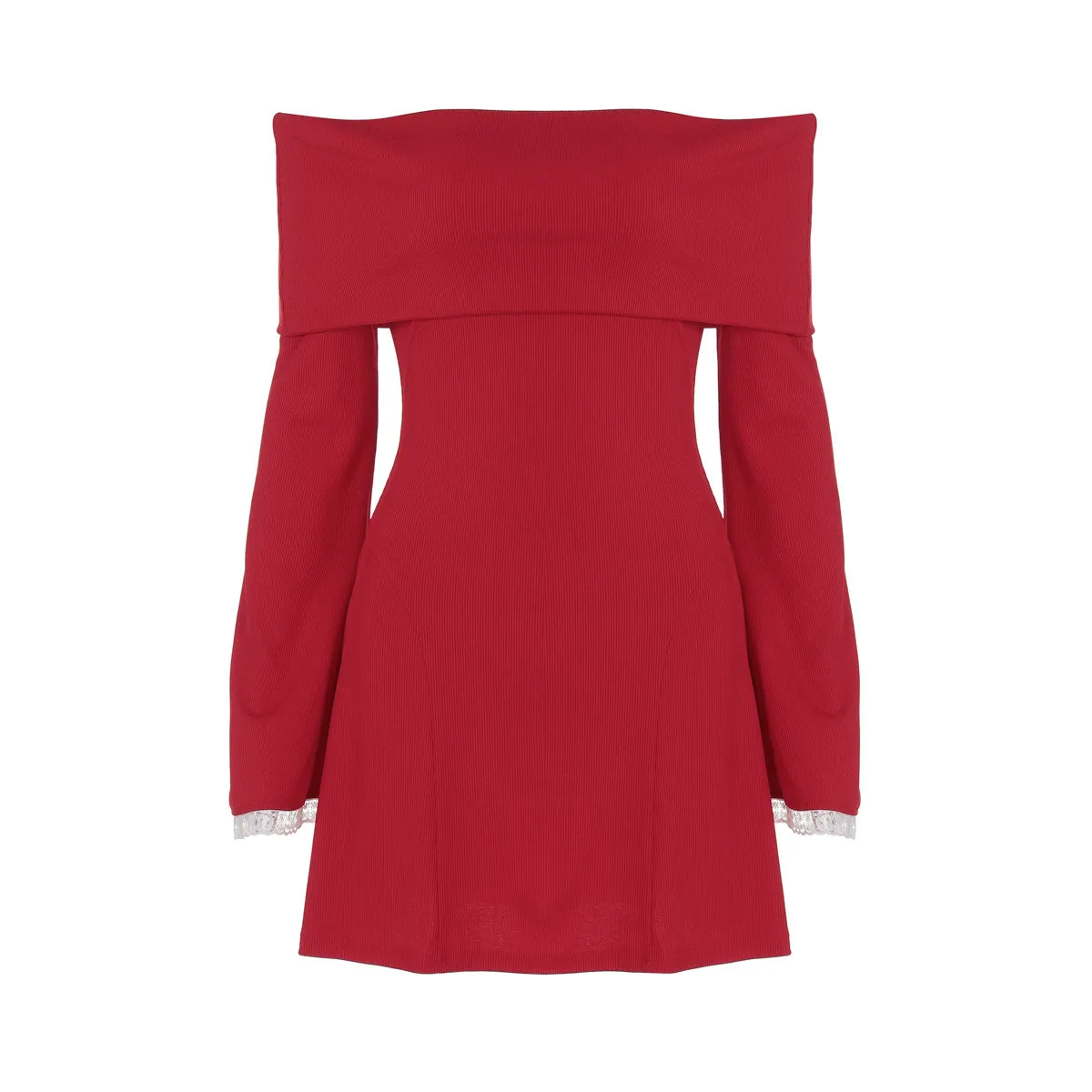 Women off Shoulder Long Sleeve Short Lace Dress