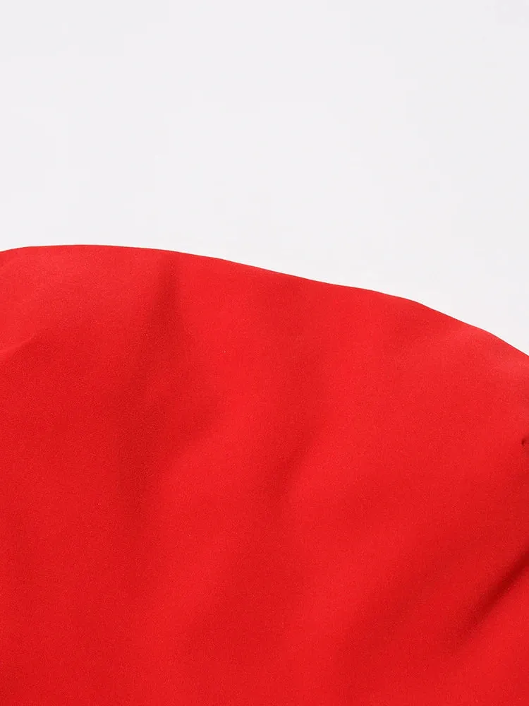 Women Strapless Patchwork Appliques Mini Dress