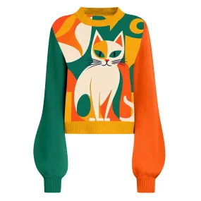 Women's multicoloured vintage cat knitwear