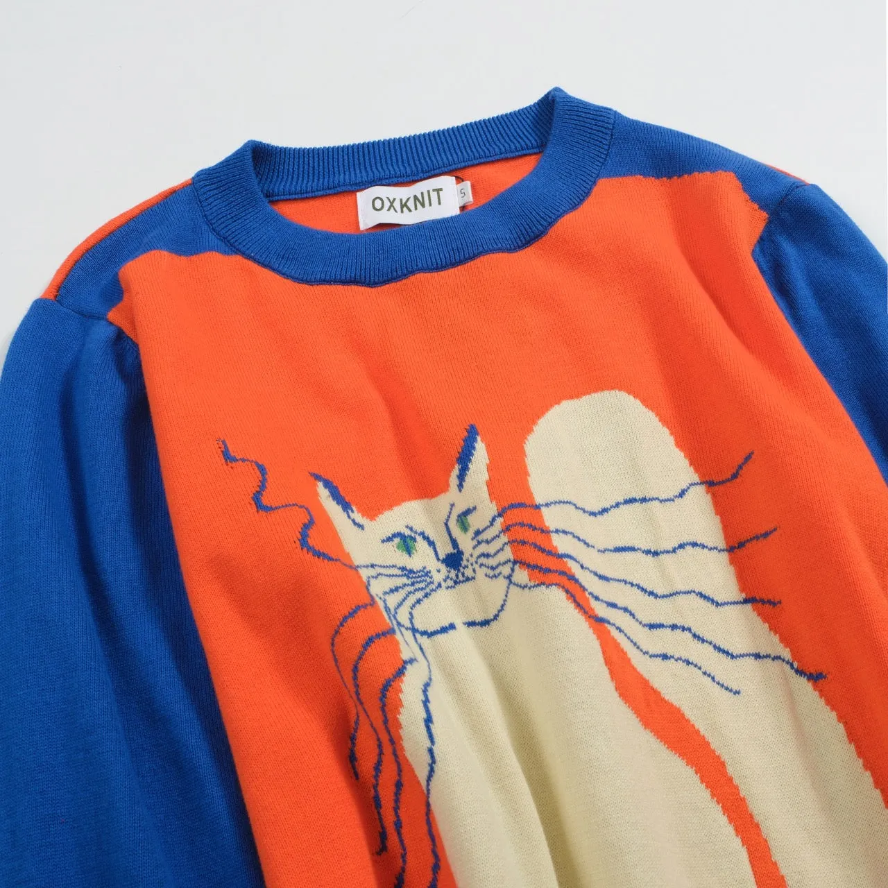 Women's orange vintage cat knitwear