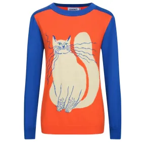 Women's orange vintage cat knitwear