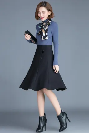 Wool thickened skirt large a-line skirt pleated skirt S073
