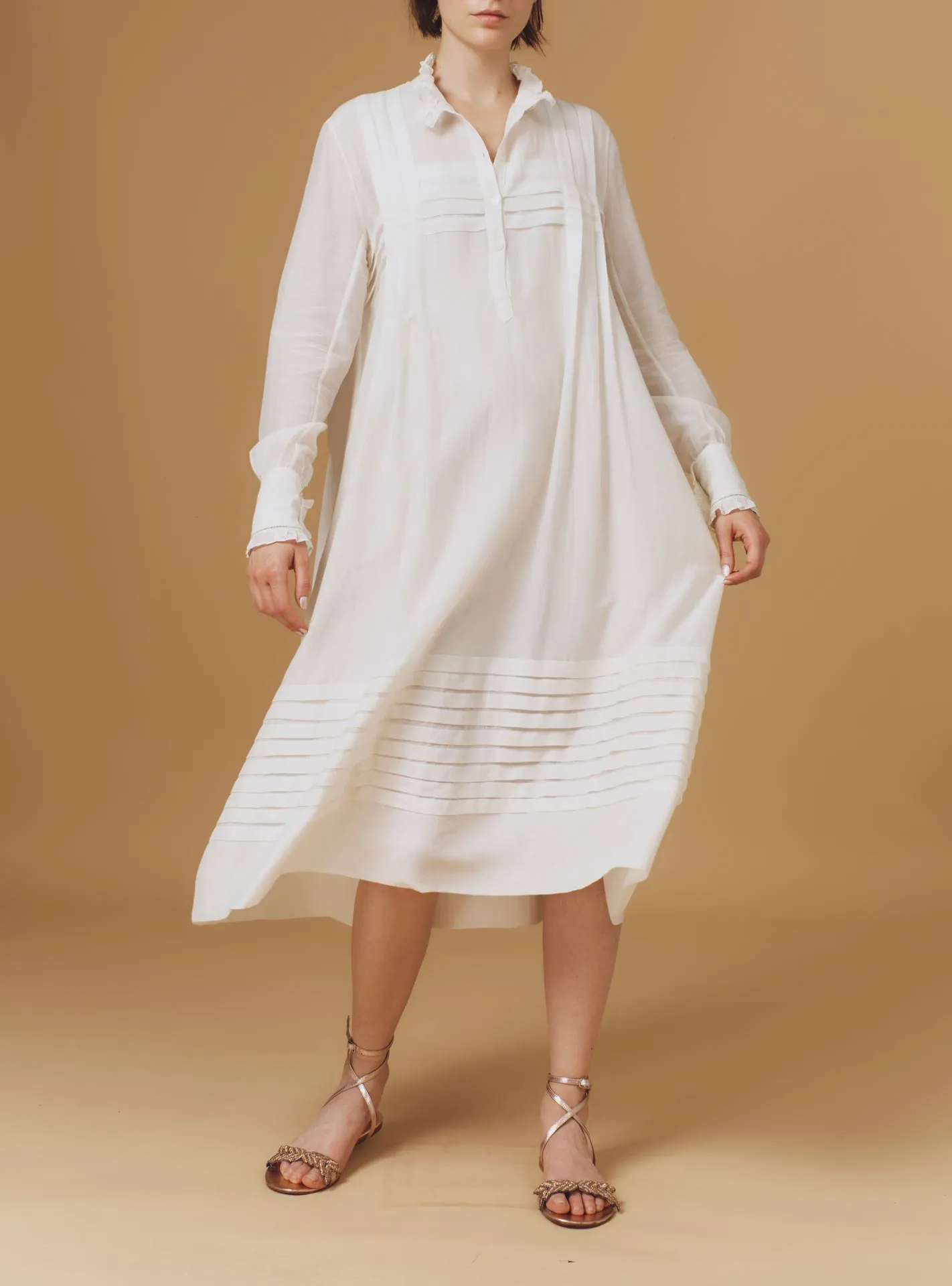 Zita dress - Optical Pleats - Off White